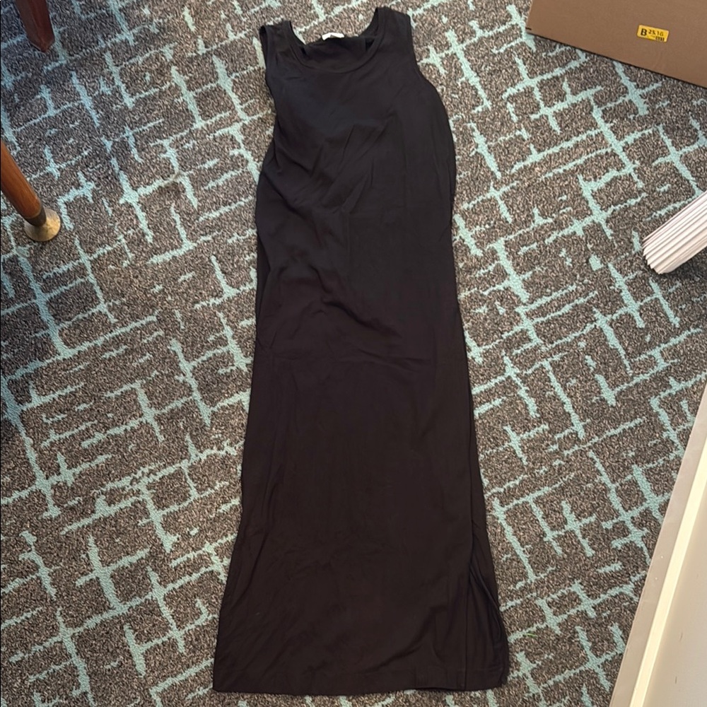 Cuyana black drape back dress size xs